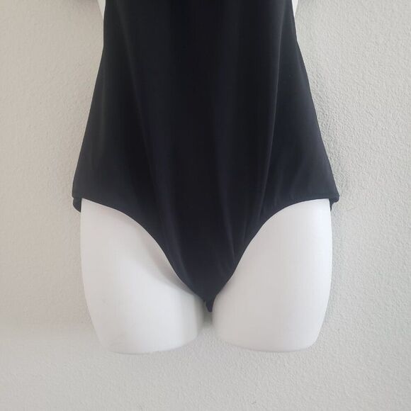 Victoria's Secret One Piece Swimsuit Large Black Cutout Ruffle Romantic Feminine - Picture 8 of 9